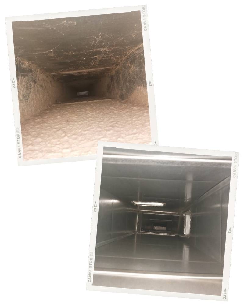 photos of before and after cleaning ducts